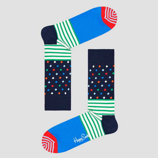 Calcetín de hombre con estampado de puntos y rayas
