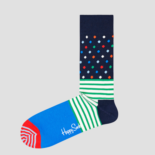 Calcetín de hombre con estampado de puntos y rayas