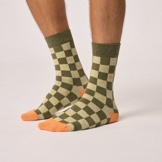 Calcetín de hombre con estampado de cuadros