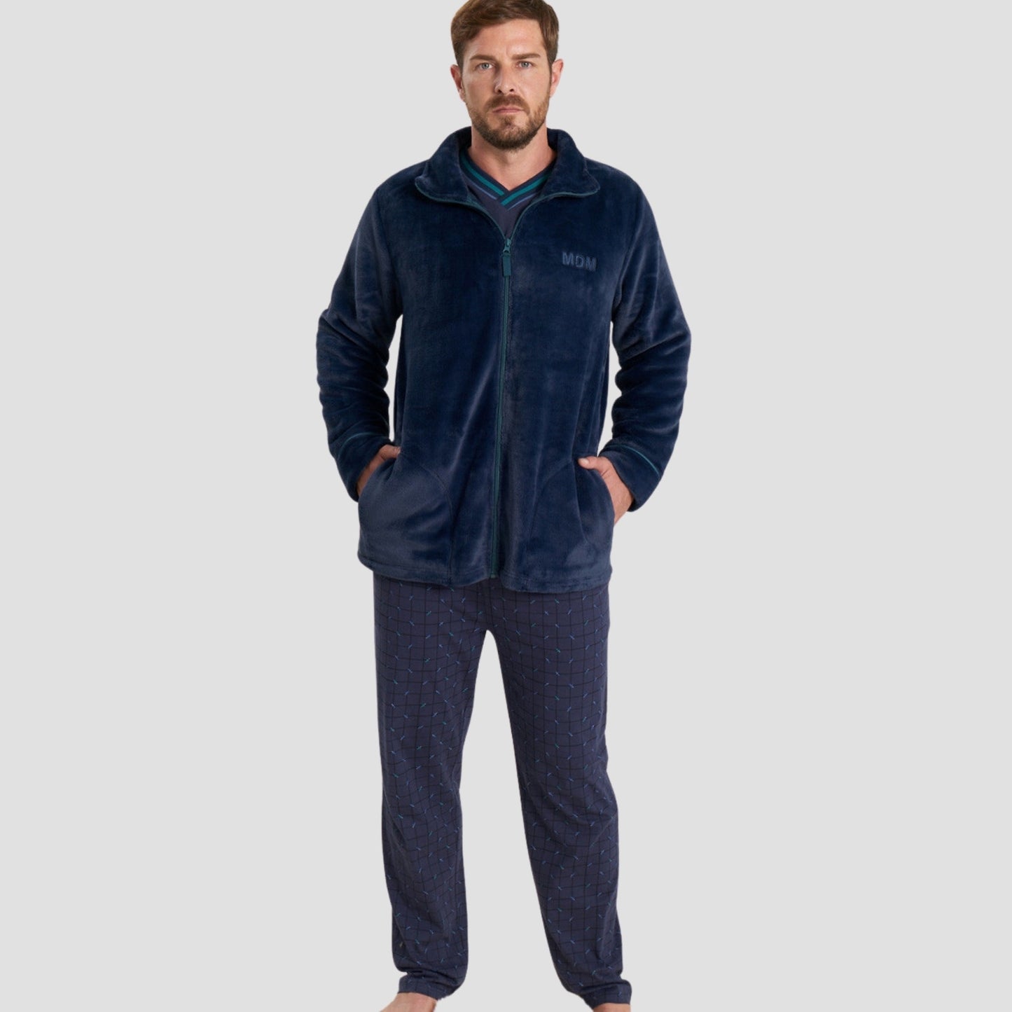 Set pijama afelpada con cierre para hombre