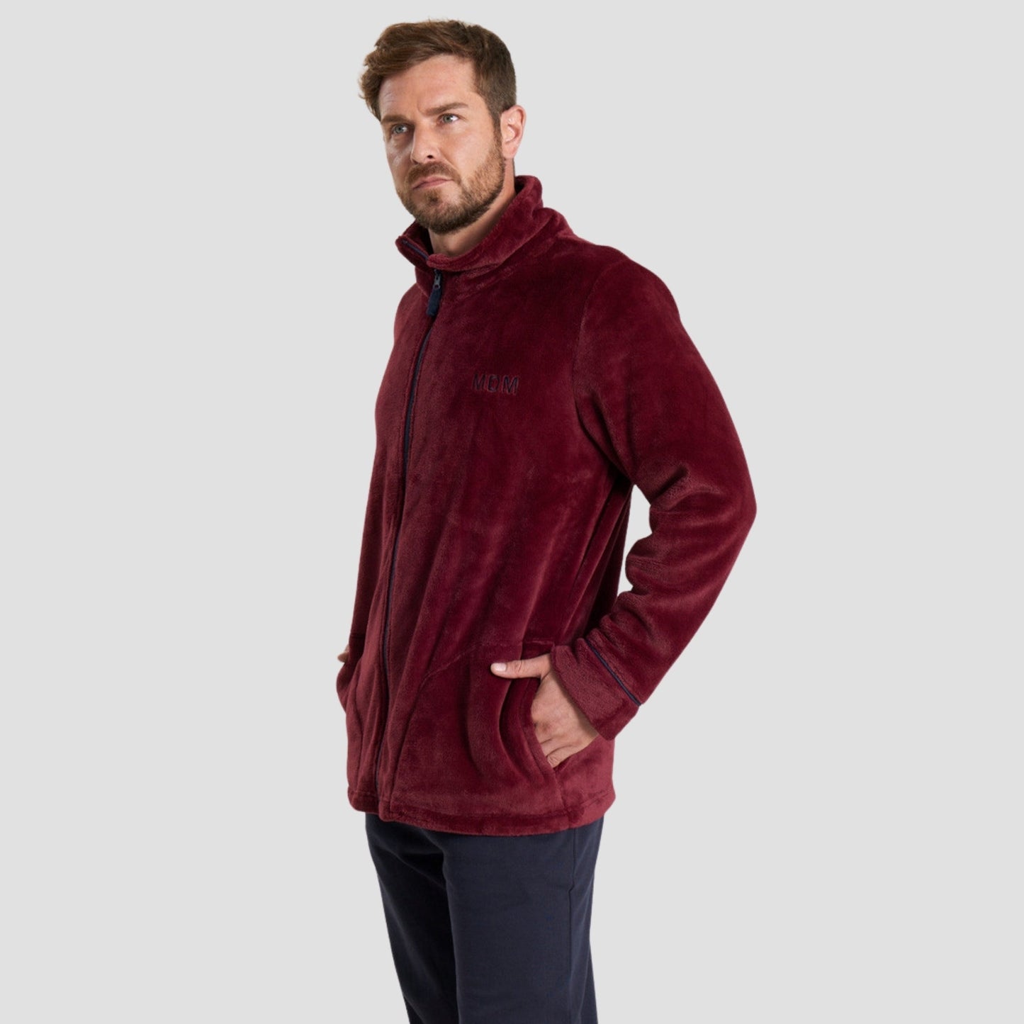 Chamarra afelpada con cierre para hombre